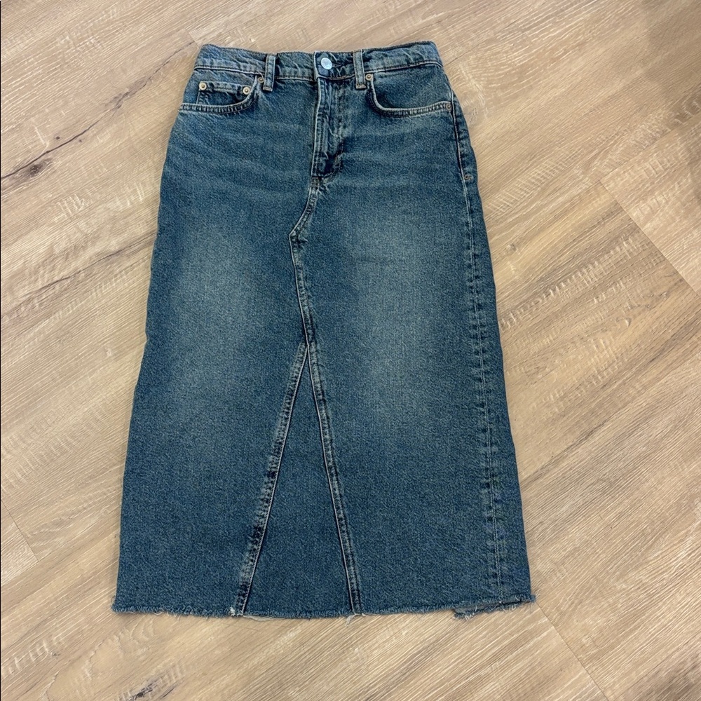 Rails denim midi skirt